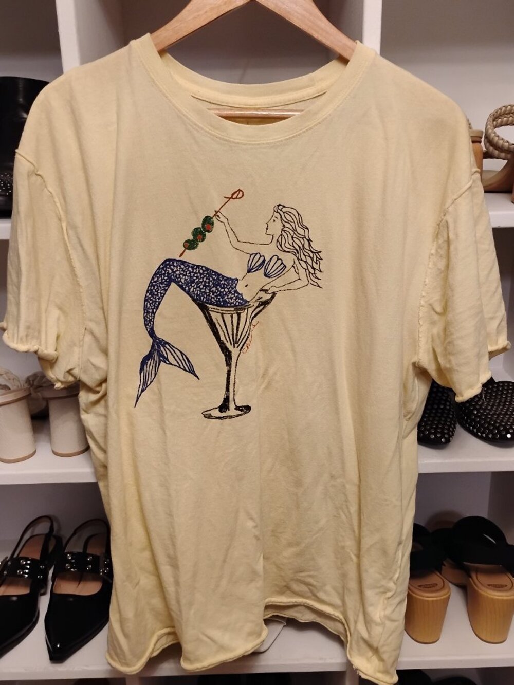 EUC Free People Mermaid Oversized Graphic Tee